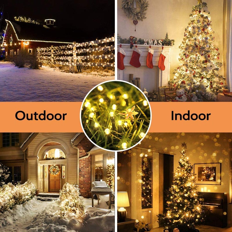 Toodour Solar Christmas Lights Outdoor, 2 Packs Total 144ft 400 LED Solar String Lights with 8 Mode, Outdoor Christmas String Light for Garden, Patio, Fence, Balcony, Xmas Tree Decor - Warm White - Image 5